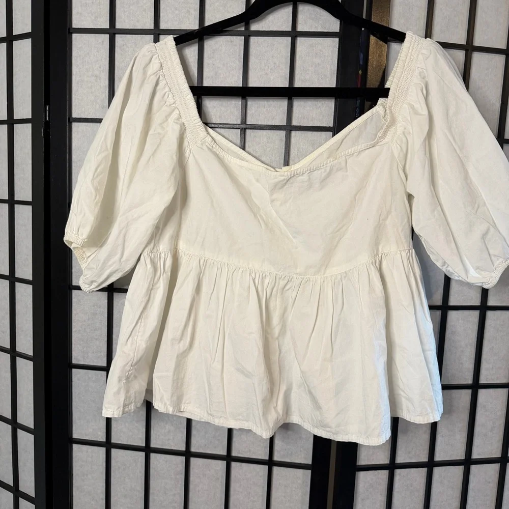 Free People Peplum Veronica Sweetheart White Off-Shoulder Blouse M